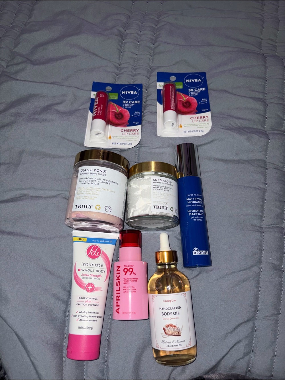 TRULY Body Butters Set with Pink & White Jars + Blue Hydrating Mist
